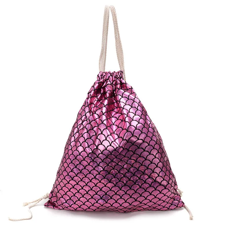 Fish Scale Laser Drawstring Backpack