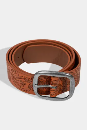 Floral Etched Vegan Leather Belts (Assorted Colors)