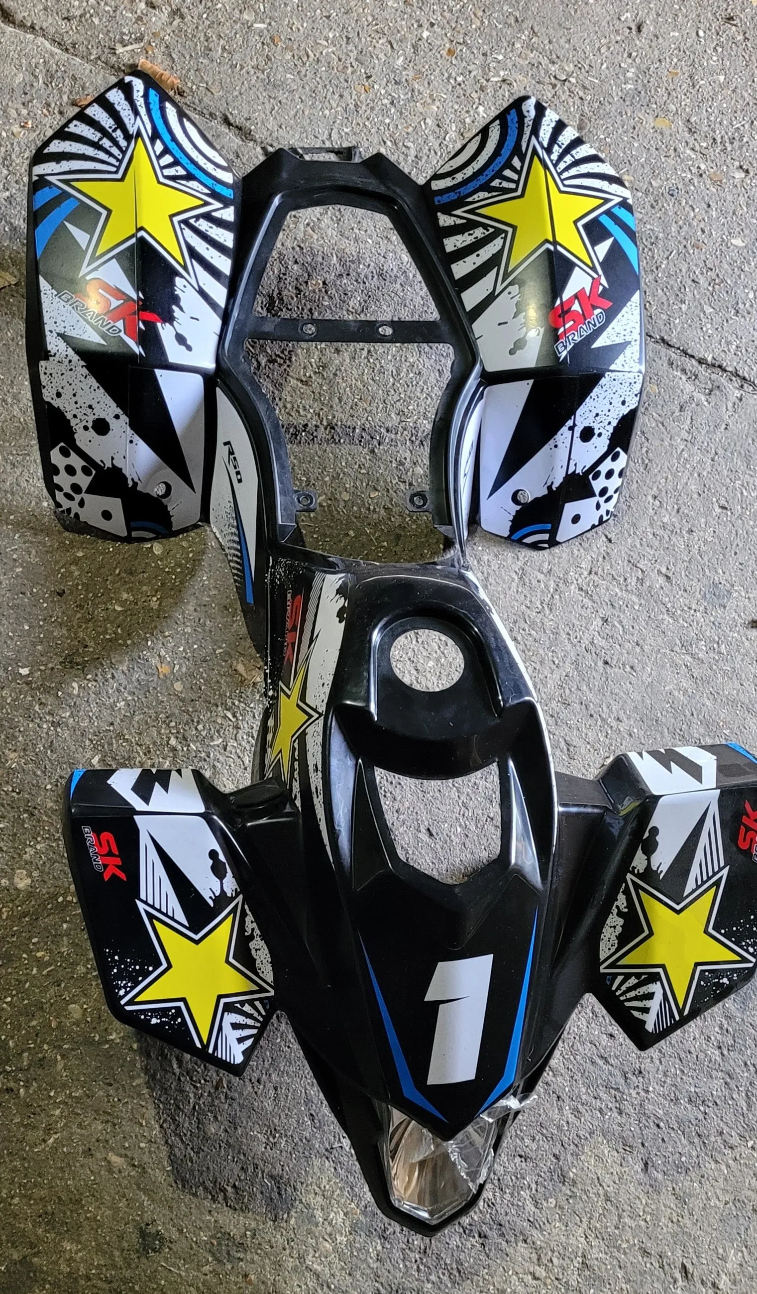 FMQ24 BLACK / BLUE 49CC MINI QUAD ATV BIKE FAIRING PLASTICS & FRONT LIGHT