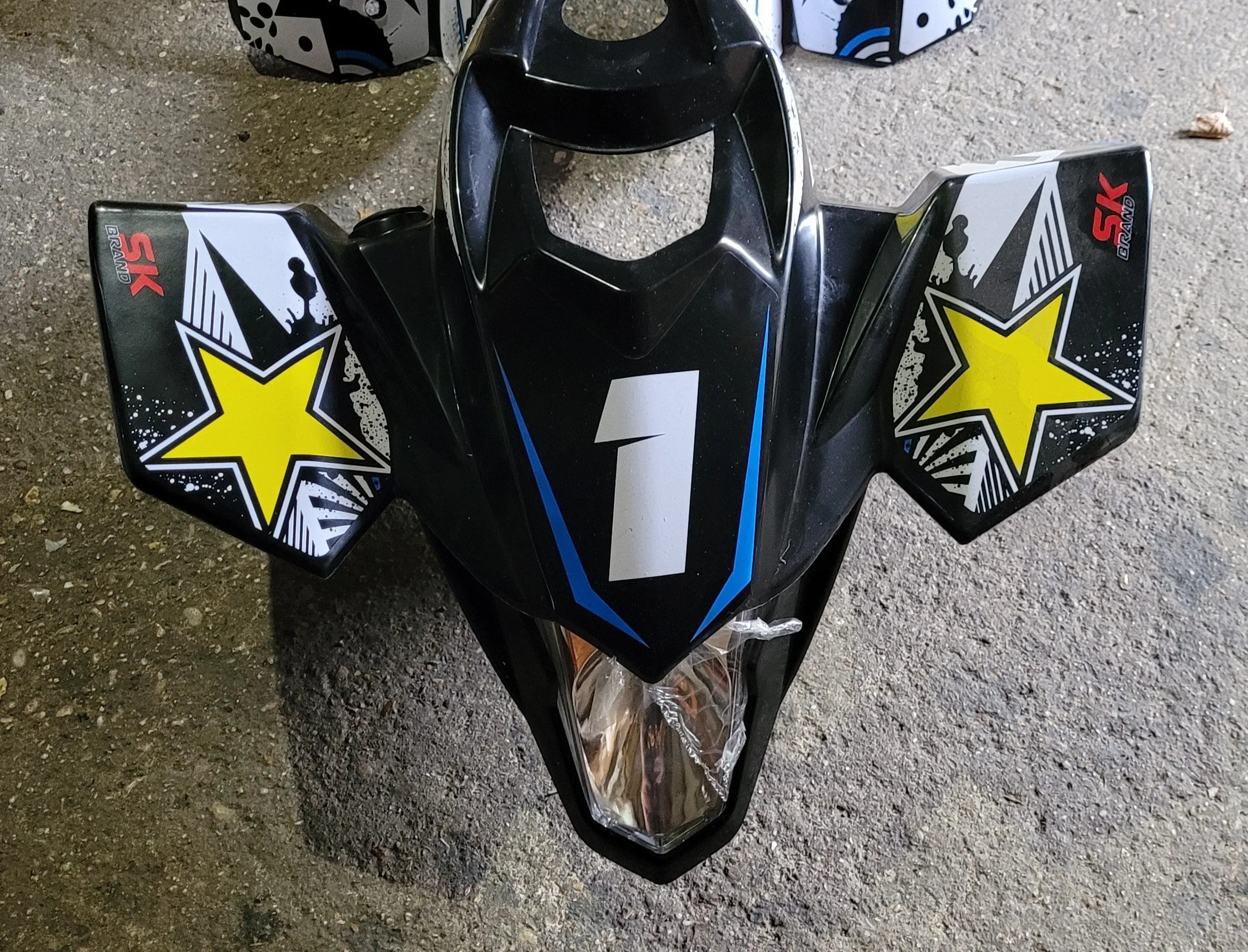 FMQ24 BLACK / BLUE 49CC MINI QUAD ATV BIKE FAIRING PLASTICS & FRONT LIGHT