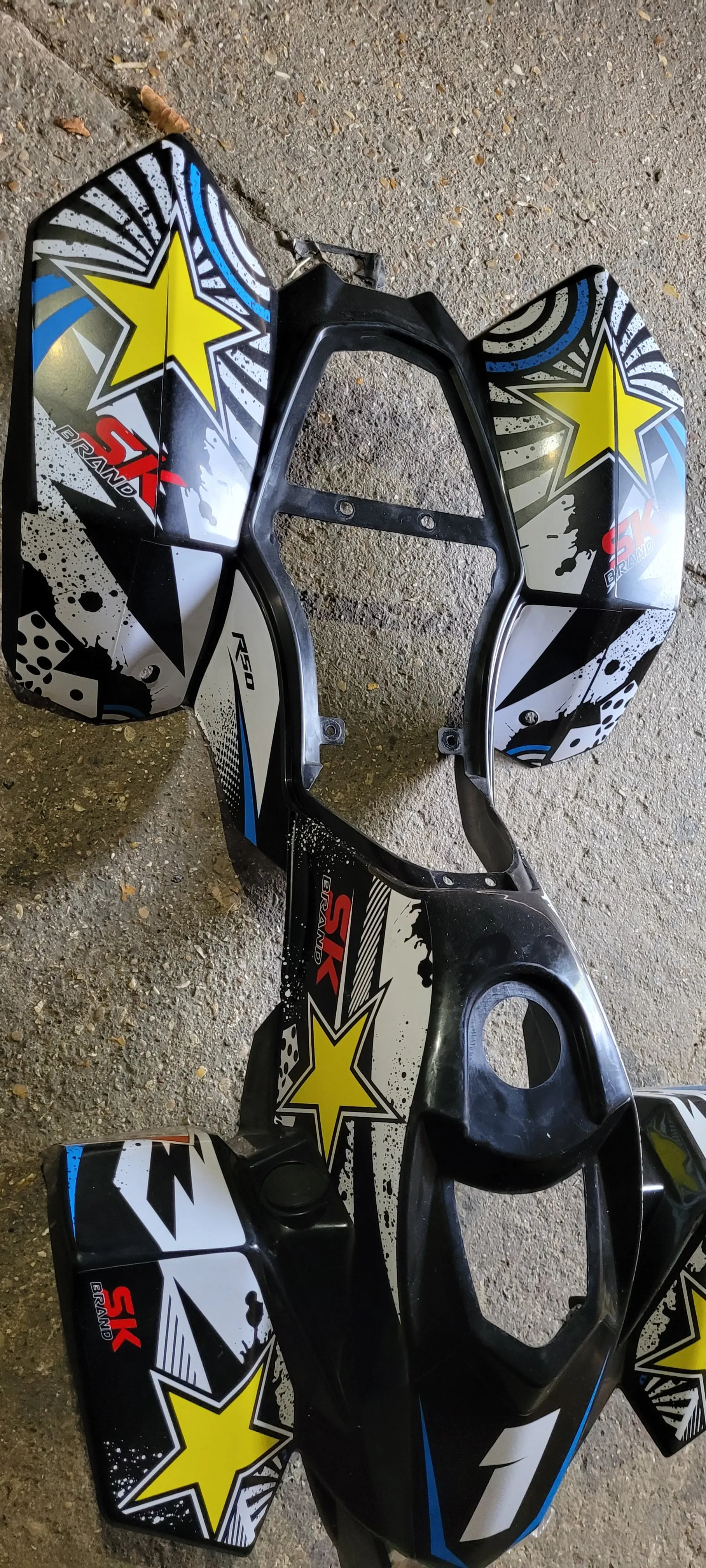 FMQ24 BLACK / BLUE 49CC MINI QUAD ATV BIKE FAIRING PLASTICS & FRONT LIGHT