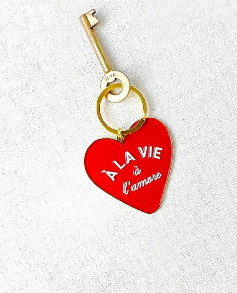 French Red Heart Keychain