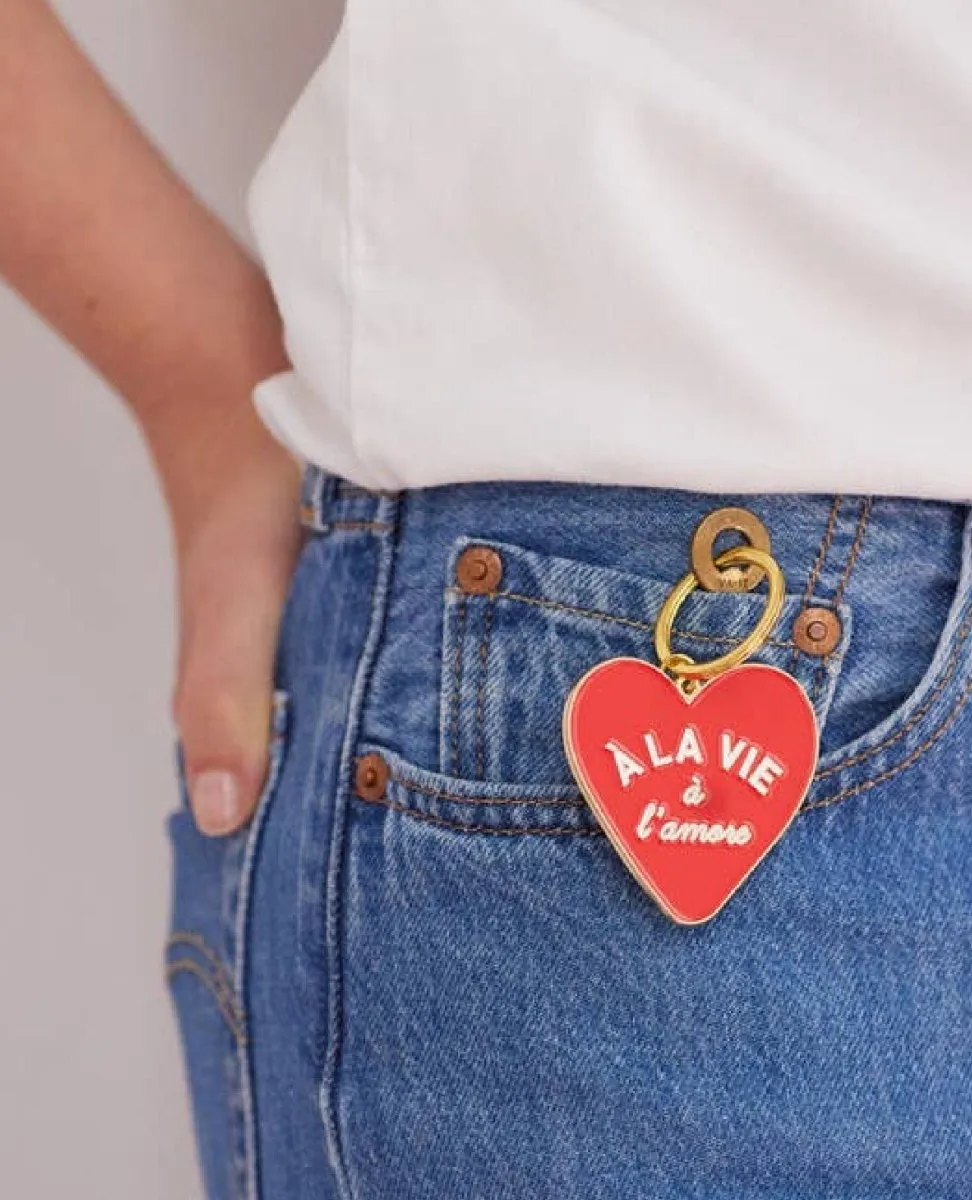 French Red Heart Keychain