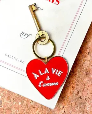French Red Heart Keychain