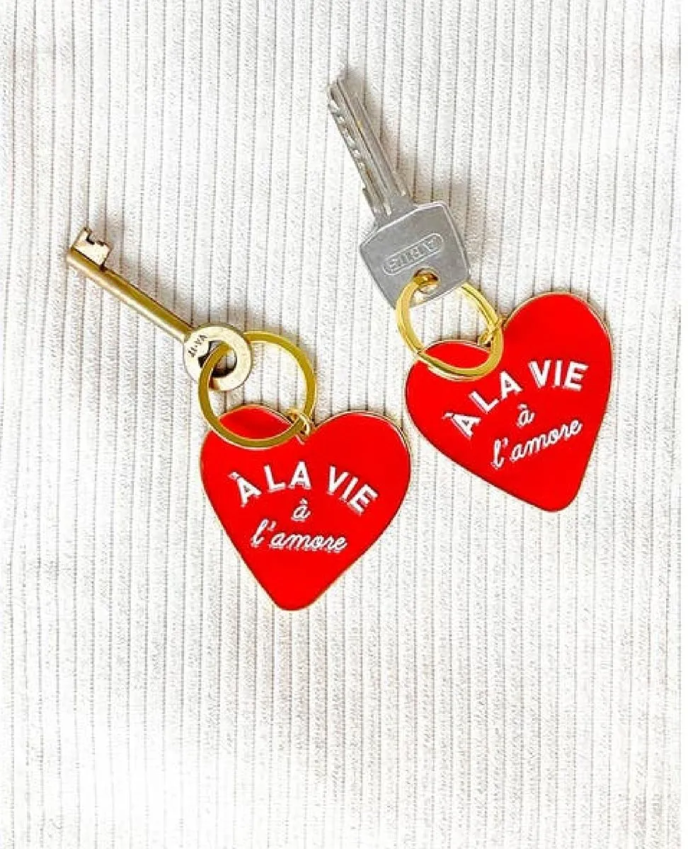 French Red Heart Keychain