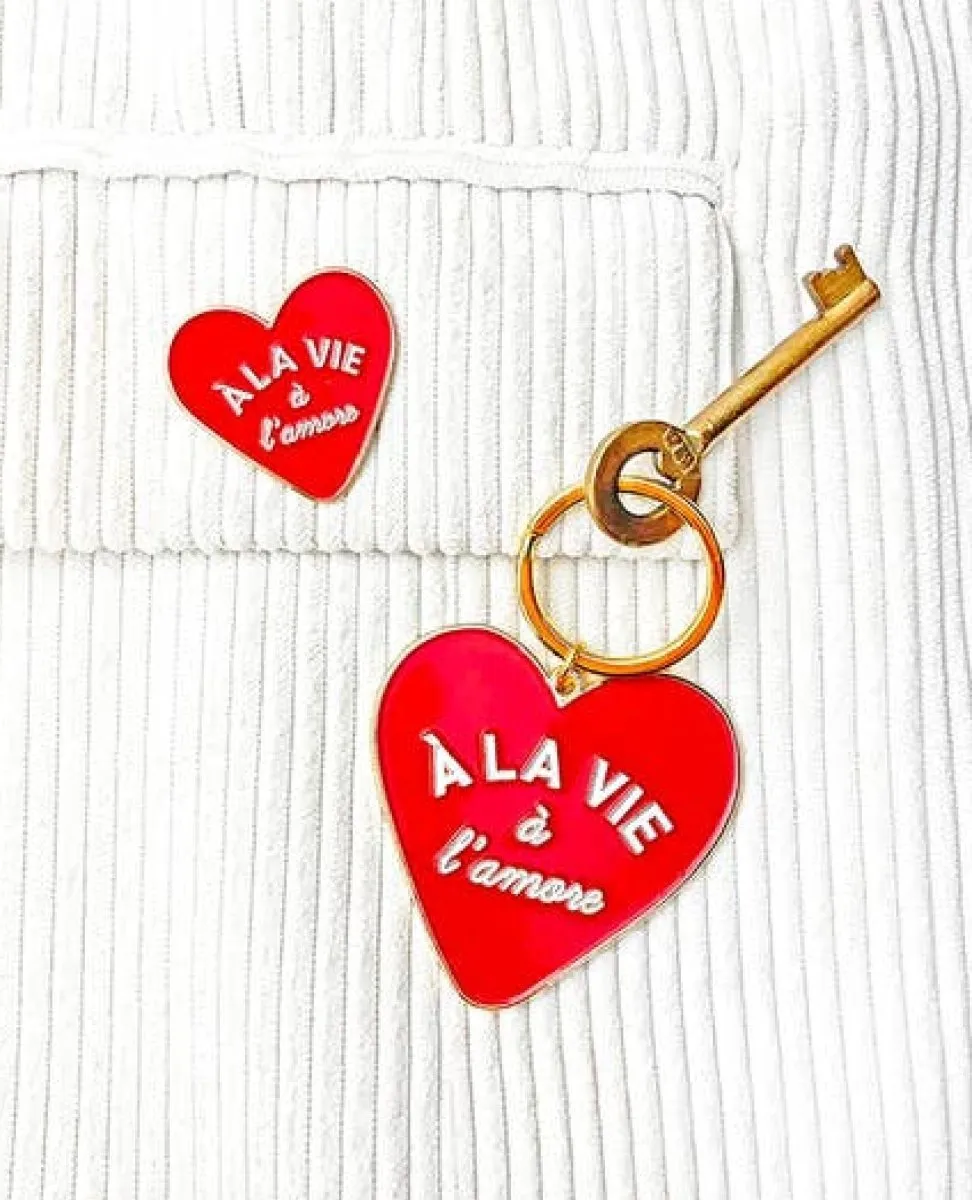 French Red Heart Keychain