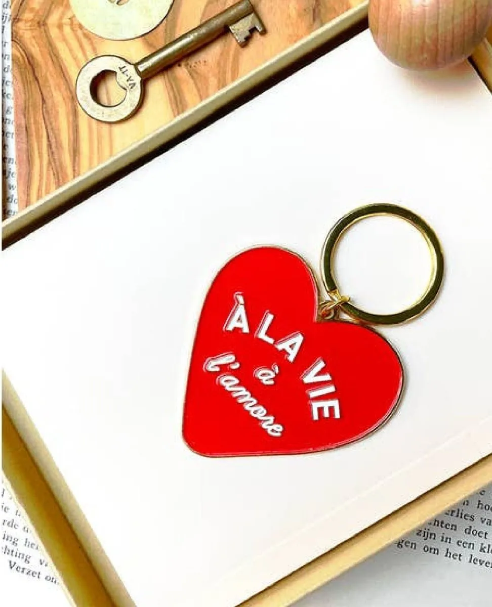 French Red Heart Keychain