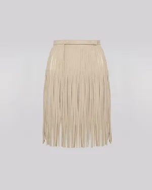 Fringed belt in double-sided velour lamb leather