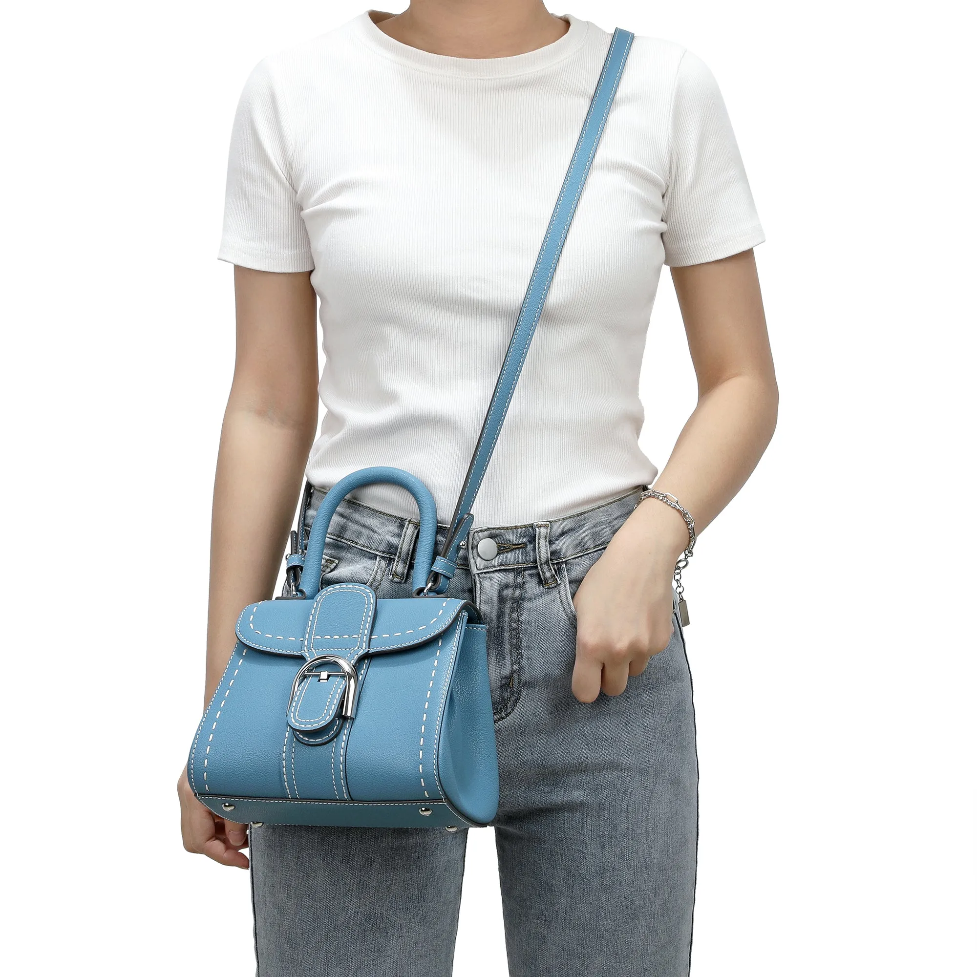 Full-Grain Leather Satchel/Shoulder Bag