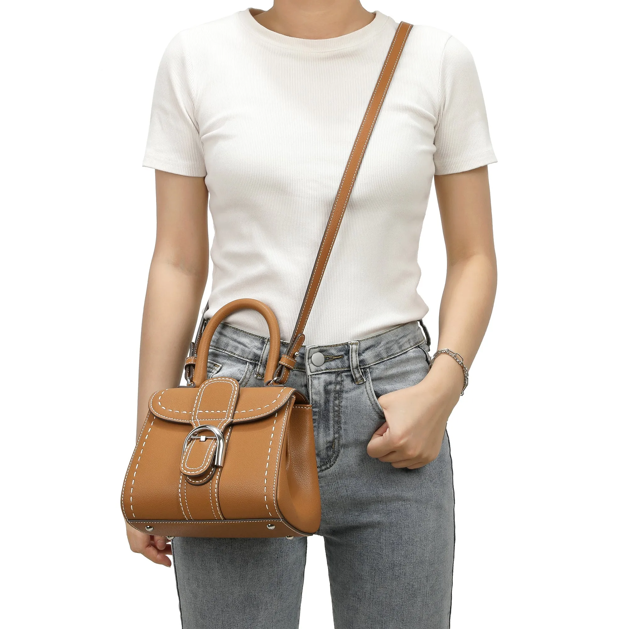 Full-Grain Leather Satchel/Shoulder Bag