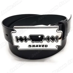 Funny SHAVED Razor Belt Genuine Leather Bottle Opener Belt Buckle