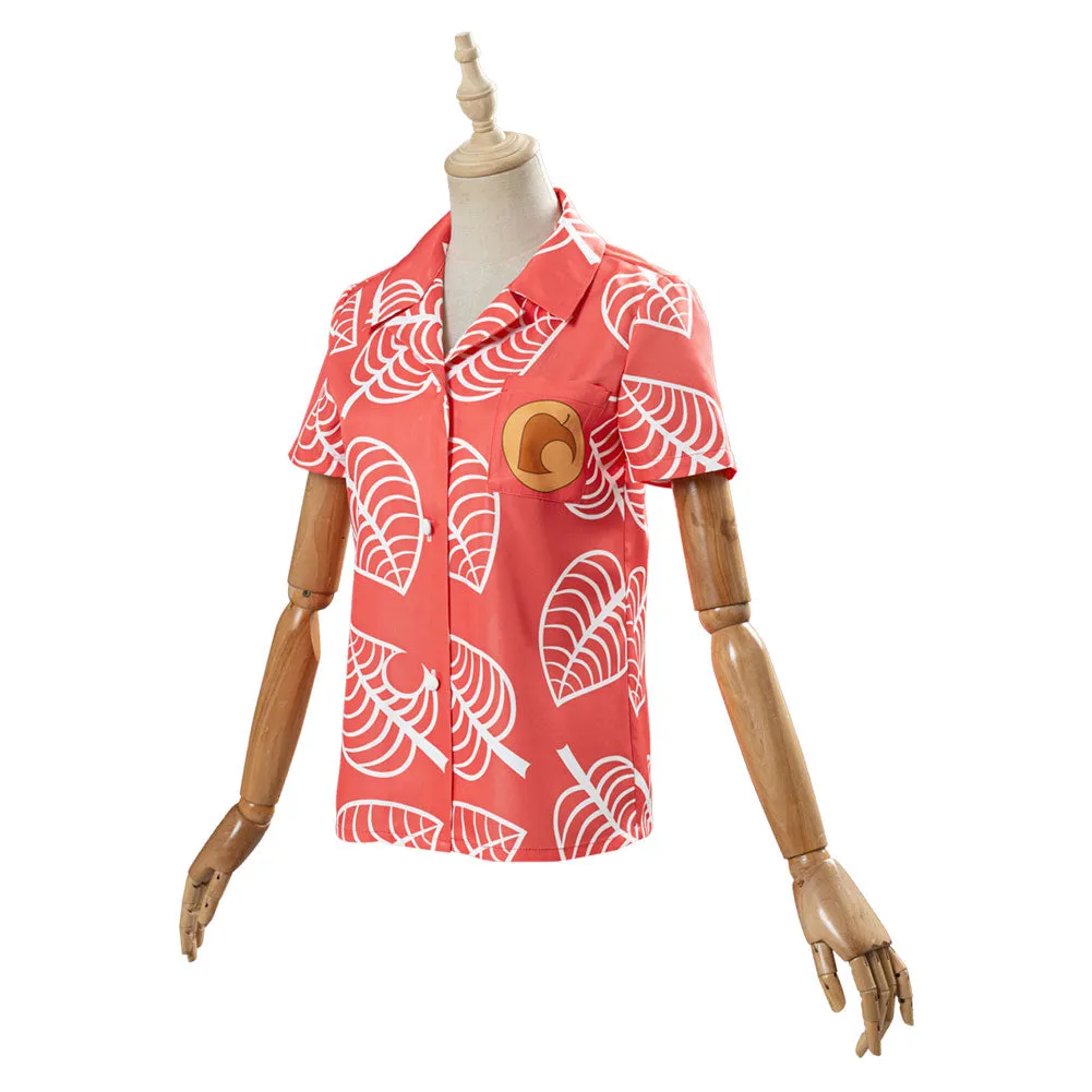 Game Animal Crossing Top Isabelle  Women Short Sleeve Shirts Cosplay Costume