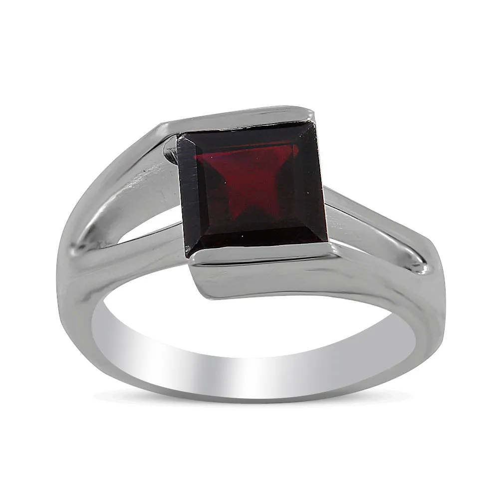 Garnet Gemstone Designer Sterling Silver Ring