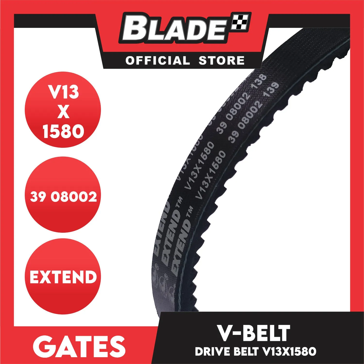 Gates Automotive Drive V-Belt Fan Belt Extend V13X1580 For Isuzu
