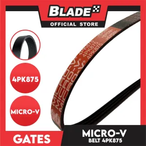 Gates Automotive Micro-V Fan Belt 4PK875 For Mitsubishi, Ford and Kia