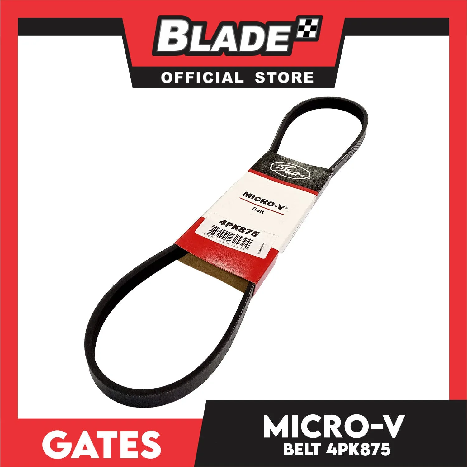 Gates Automotive Micro-V Fan Belt 4PK875 For Mitsubishi, Ford and Kia