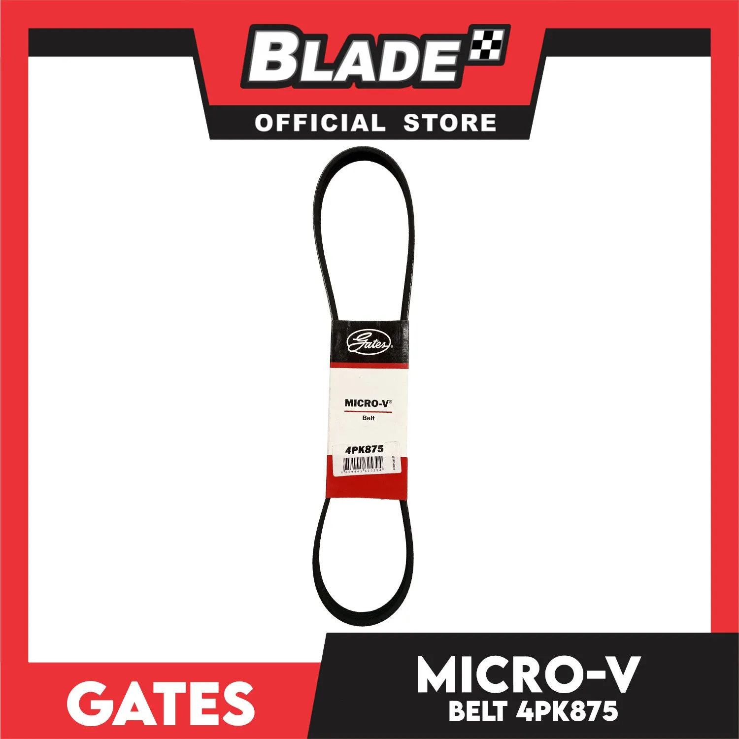 Gates Automotive Micro-V Fan Belt 4PK875 For Mitsubishi, Ford and Kia