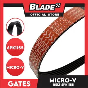 Gates Automotive Micro-V Fan Belt 6PK1155 For Toyota and Mercedes-Benz