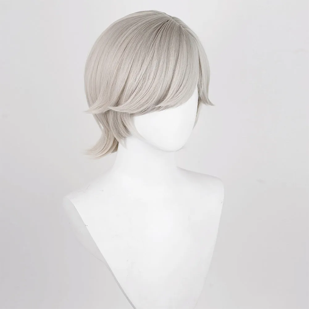 Genshin Impact Lyney Game Character Cosplay Grey Wig Heat Resistant Synthetic Hair Props