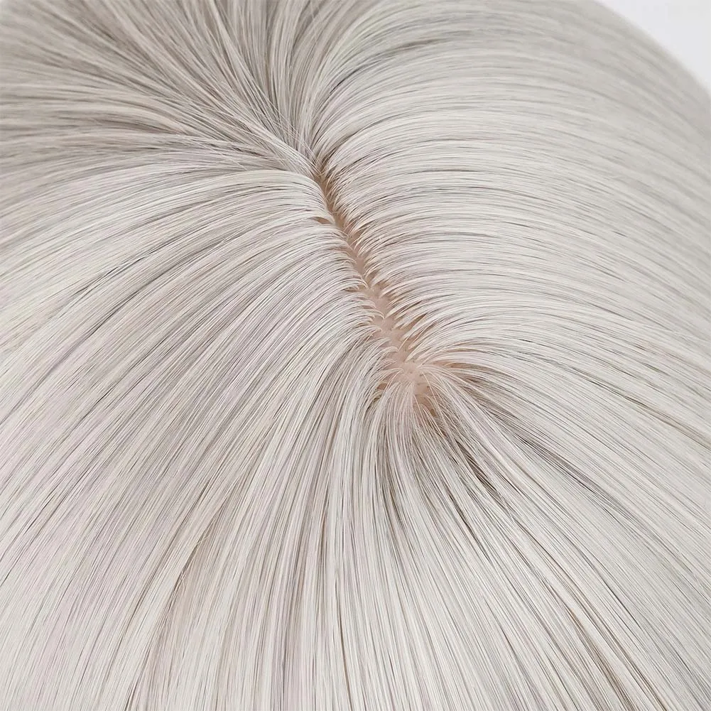 Genshin Impact Lyney Game Character Cosplay Grey Wig Heat Resistant Synthetic Hair Props