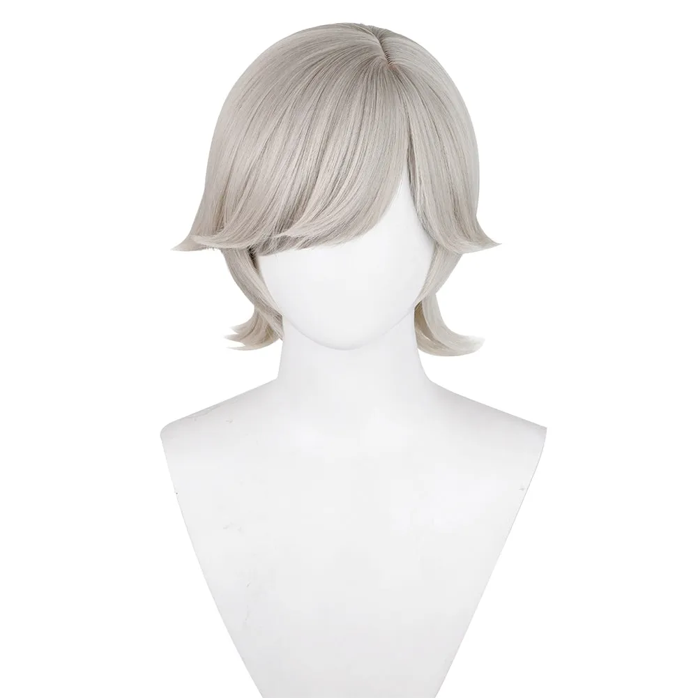 Genshin Impact Lyney Game Character Cosplay Grey Wig Heat Resistant Synthetic Hair Props