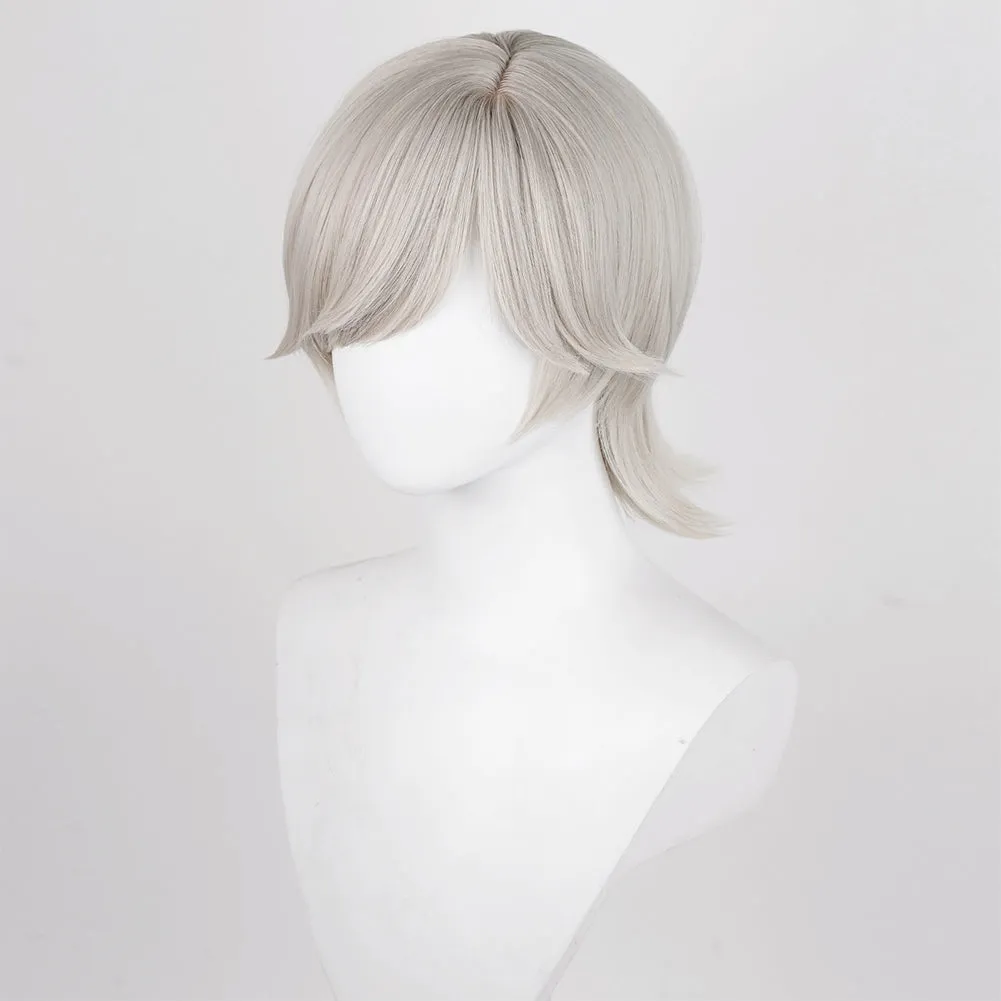 Genshin Impact Lyney Game Character Cosplay Grey Wig Heat Resistant Synthetic Hair Props
