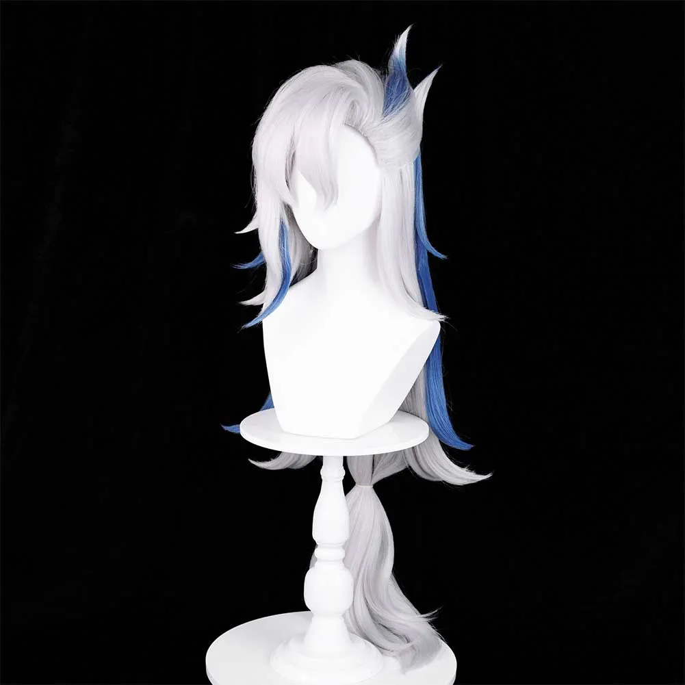 Genshin Impact Neuvillette Game Character Cosplay White Wig Heat Resistant Synthetic Hair Props