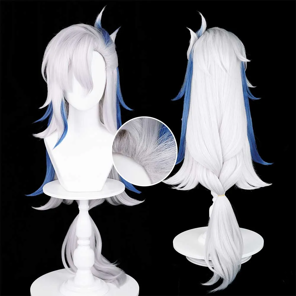 Genshin Impact Neuvillette Game Character Cosplay White Wig Heat Resistant Synthetic Hair Props