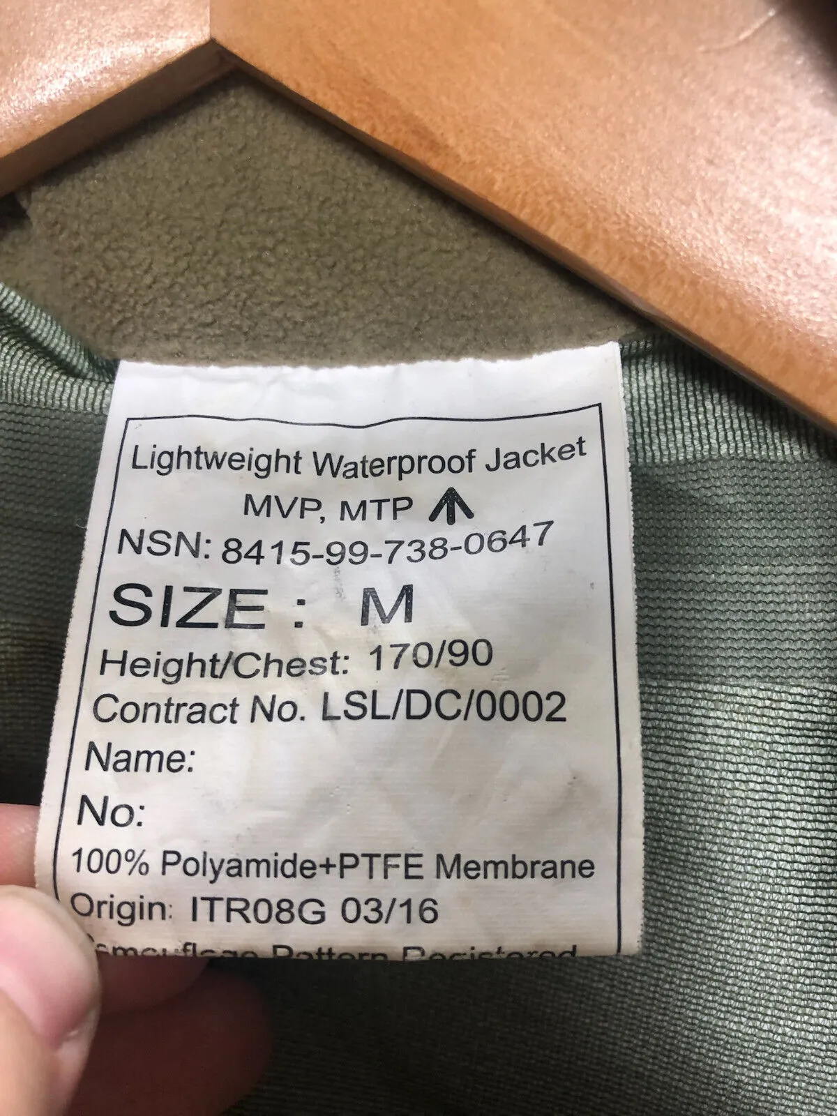 Genuine British Army MTP Camouflaged Waterproof Lightweight Jacket - 170/90