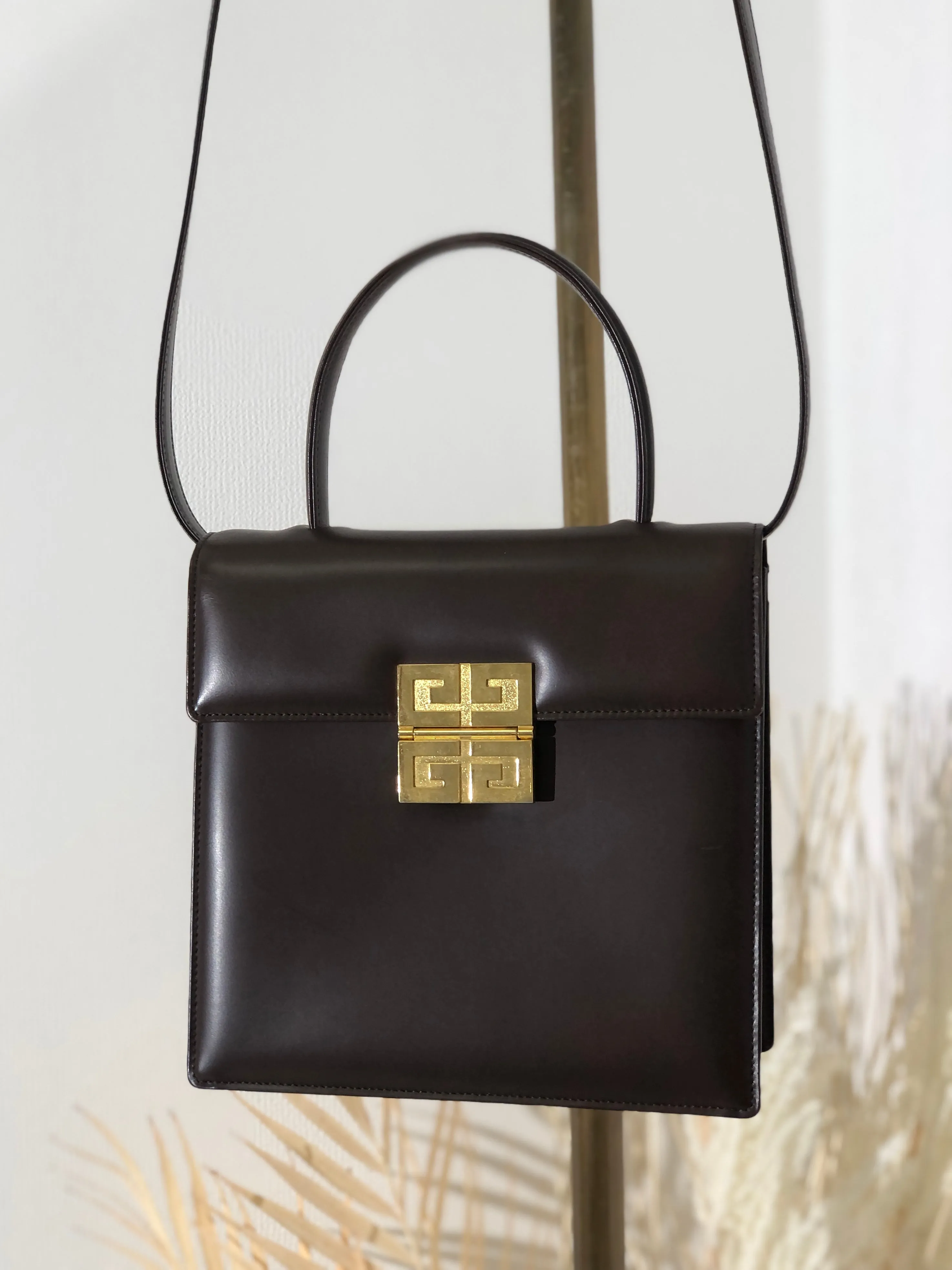 GIVENCHY Logo Handbag Shoulder bag Brown Vintage Old f6u5eu