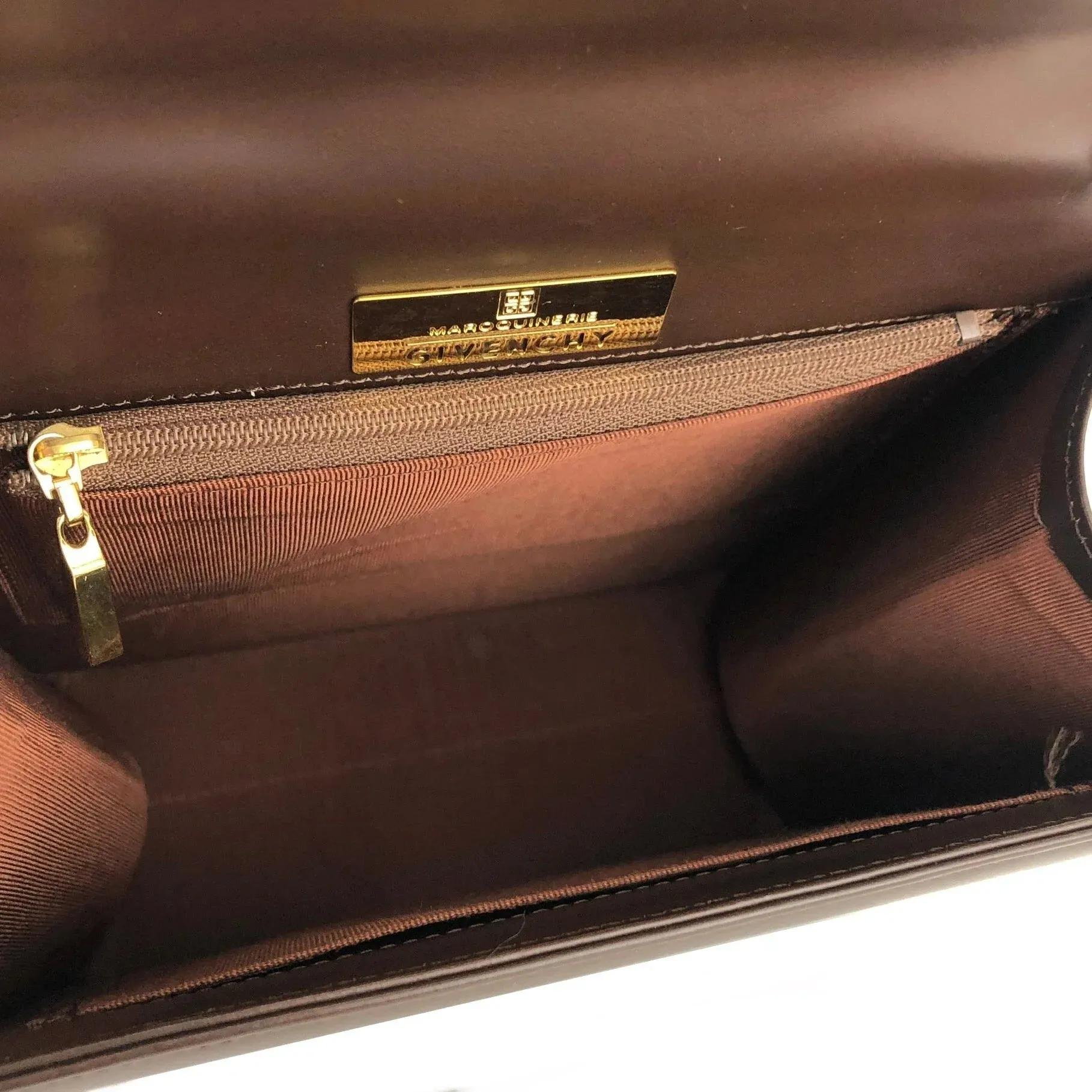 GIVENCHY Logo Handbag Shoulder bag Brown Vintage Old f6u5eu