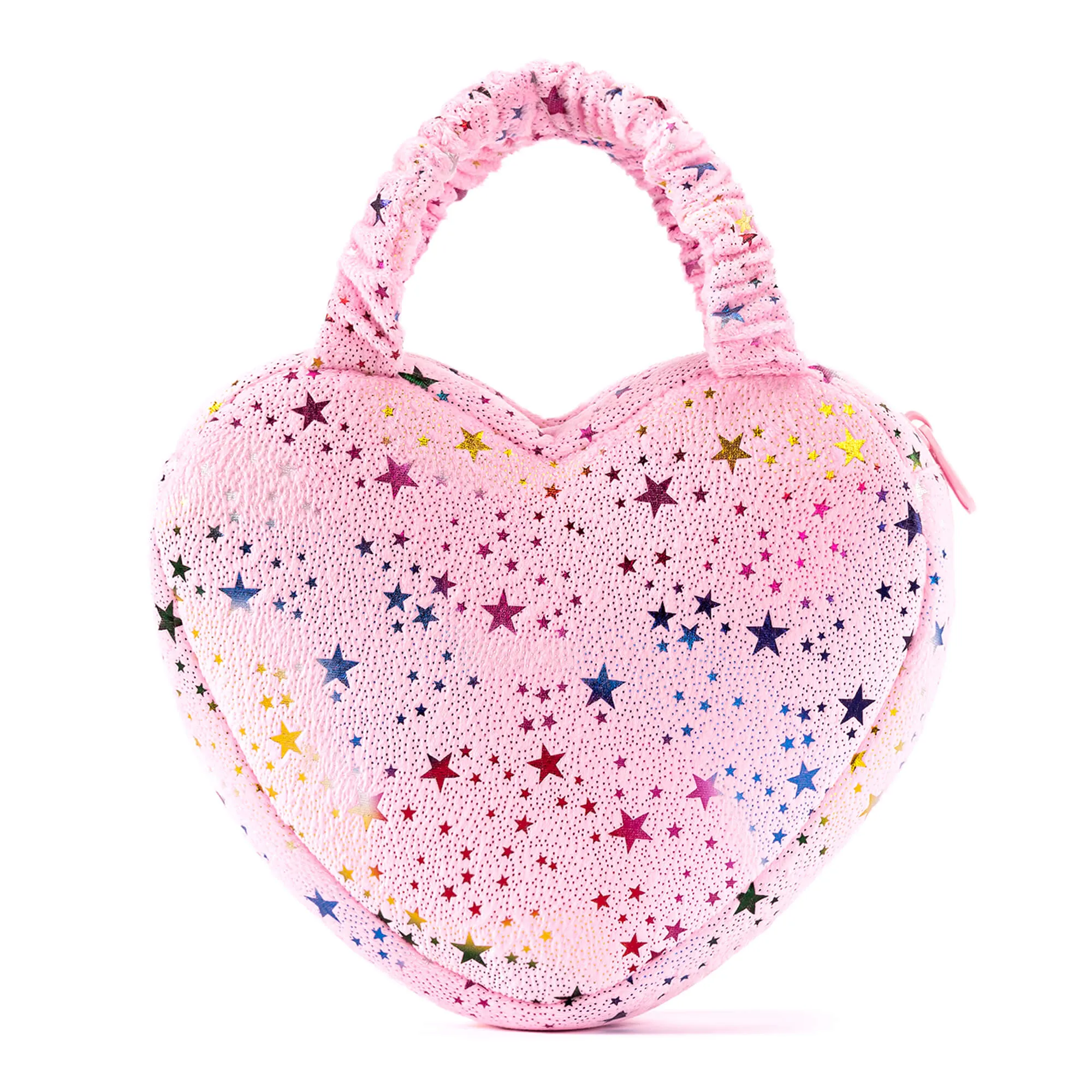 Gloveleya 6-inch Baby Girls Plush Purse Hand Bag Baby Girl Gifts Bronzing Stars Handbag Love Heart Shaped Pink