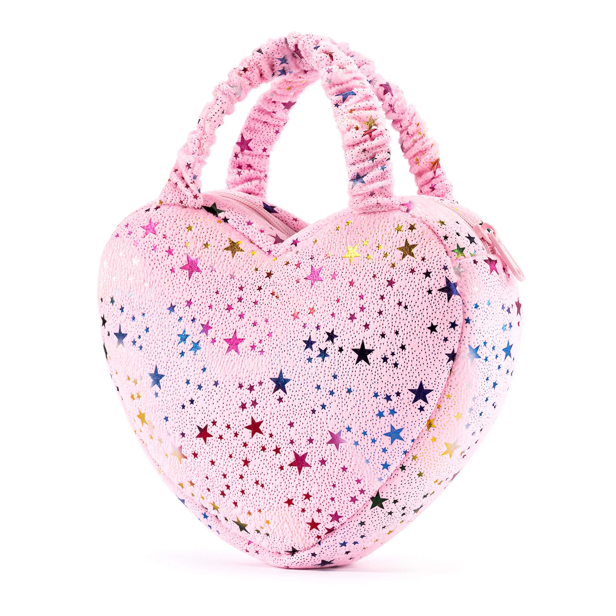 Gloveleya 6-inch Baby Girls Plush Purse Hand Bag Baby Girl Gifts Bronzing Stars Handbag Love Heart Shaped Pink