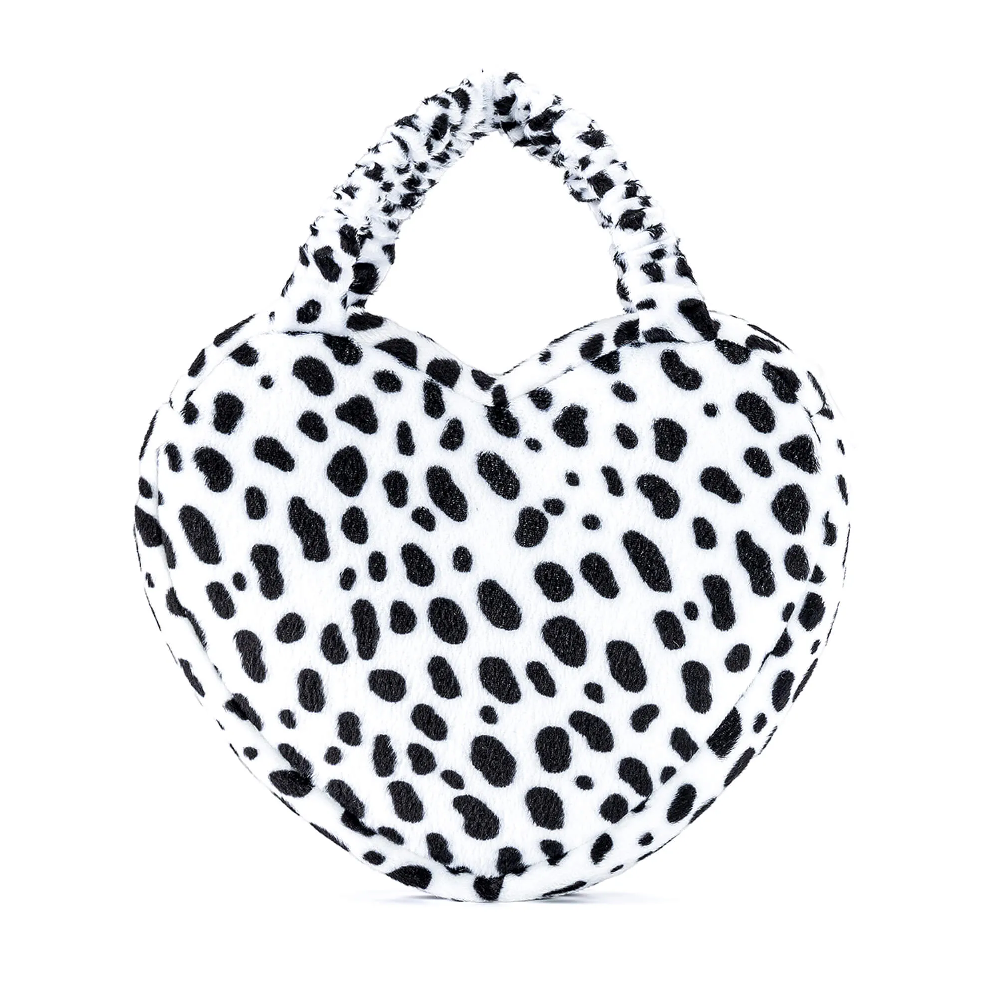 Gloveleya 6-inch Fashion Baby Girls Handbag Plush Shock Textile Purse Girls Purse Heart Shaped Black and White