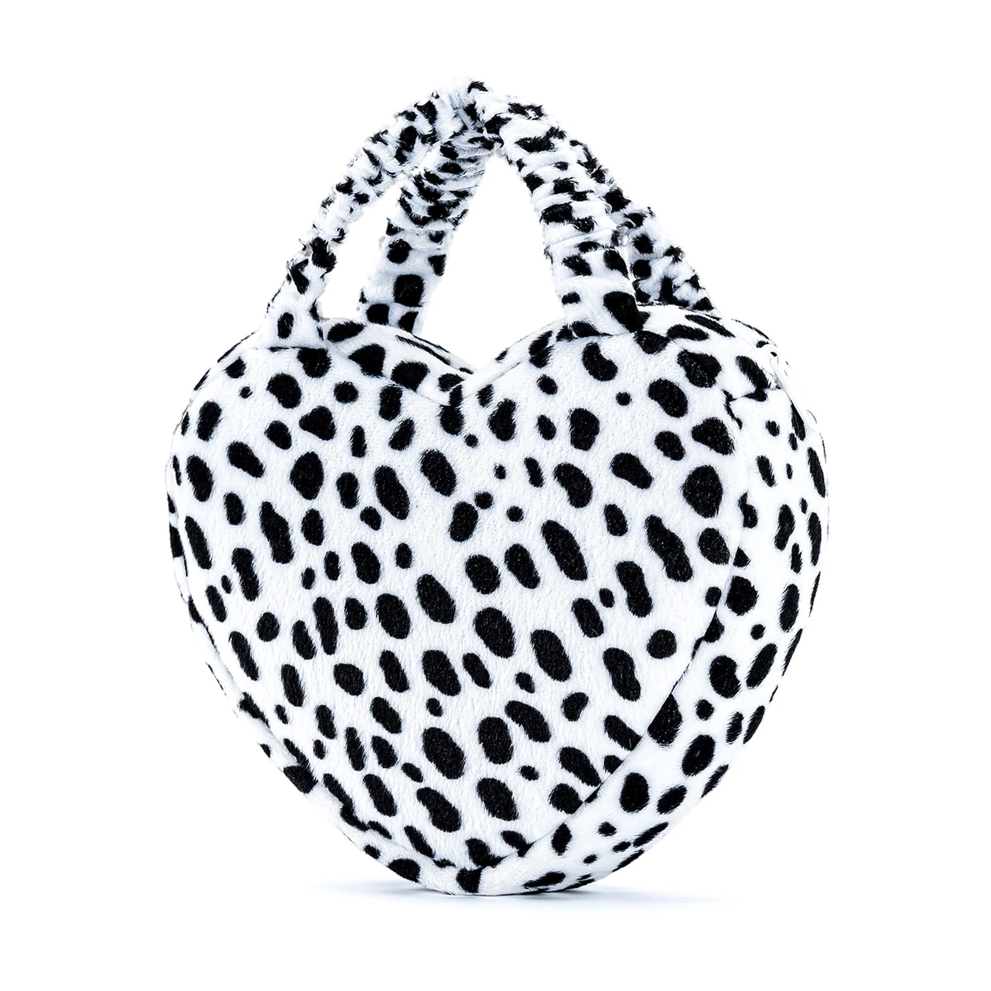 Gloveleya 6-inch Fashion Baby Girls Handbag Plush Shock Textile Purse Girls Purse Heart Shaped Black and White