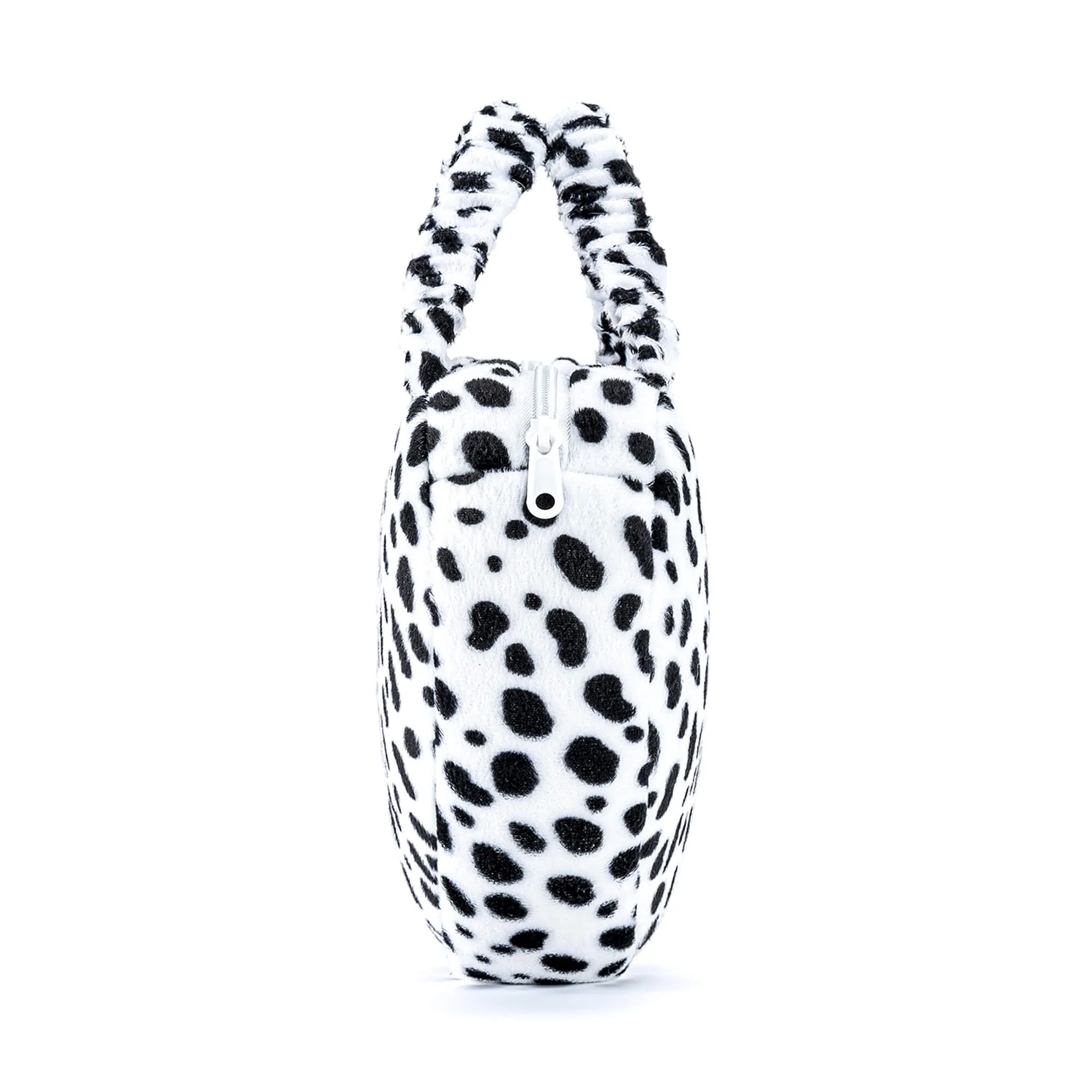 Gloveleya 6-inch Fashion Baby Girls Handbag Plush Shock Textile Purse Girls Purse Heart Shaped Black and White