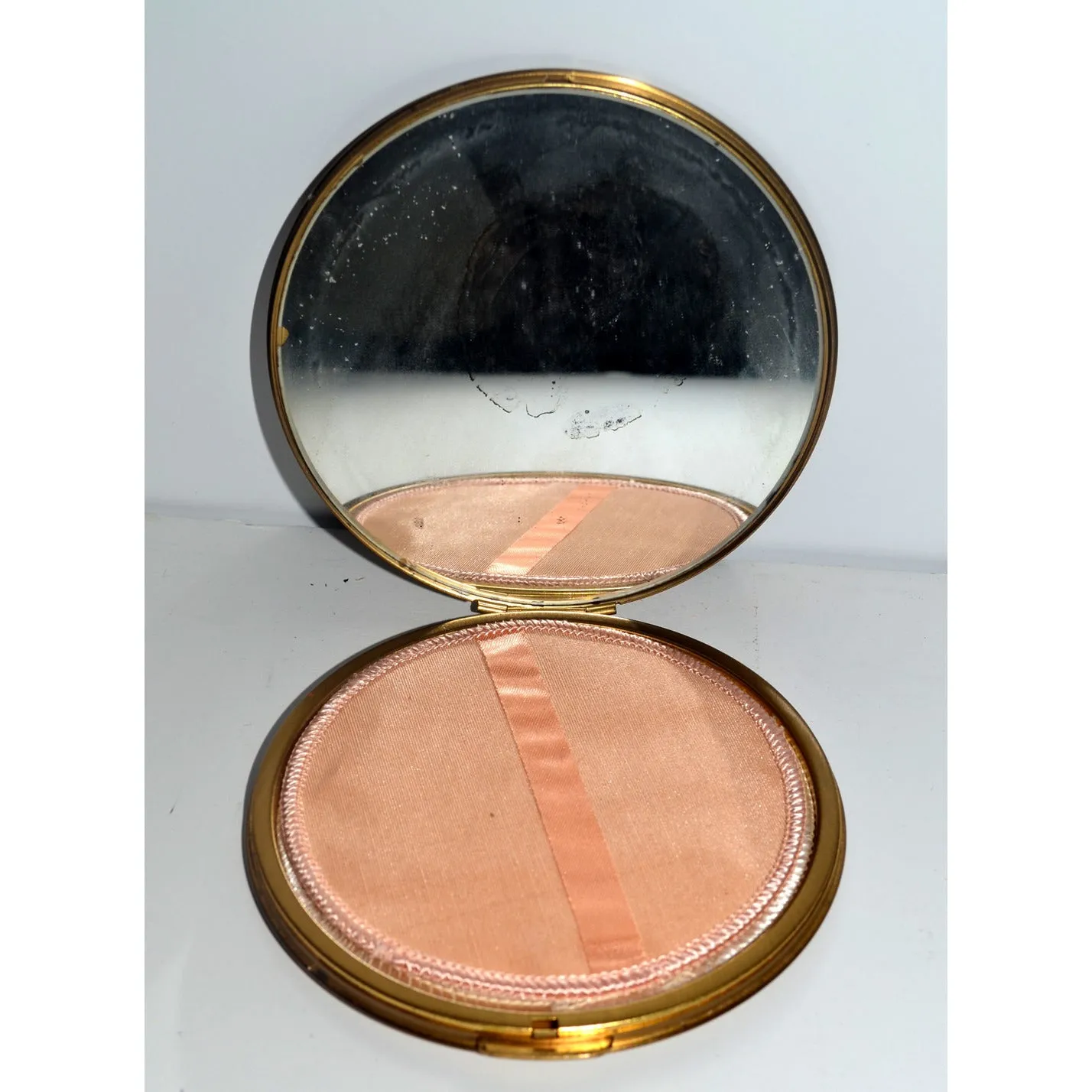 Goldtone Floral Compact By Stratton
