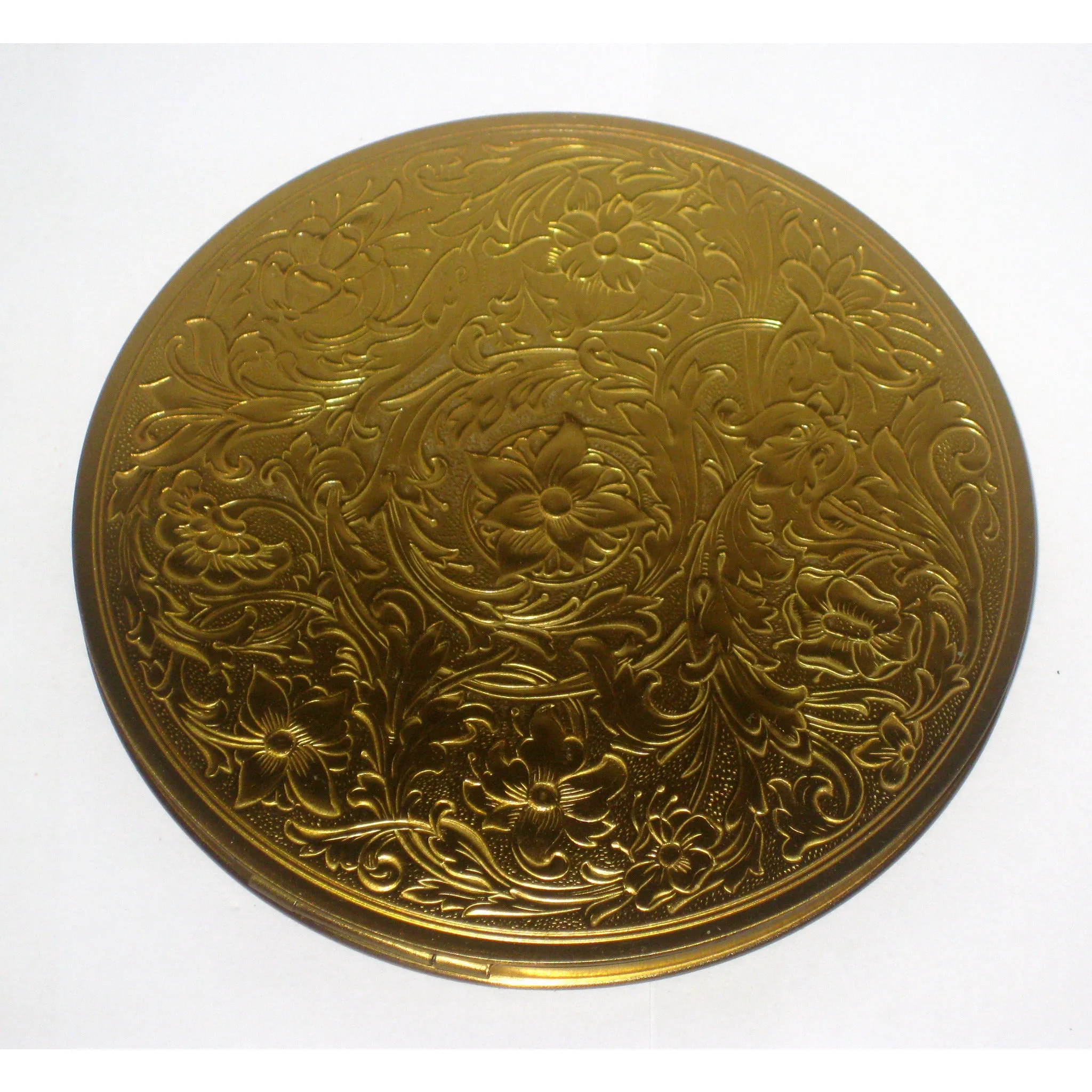 Goldtone Floral Compact By Stratton