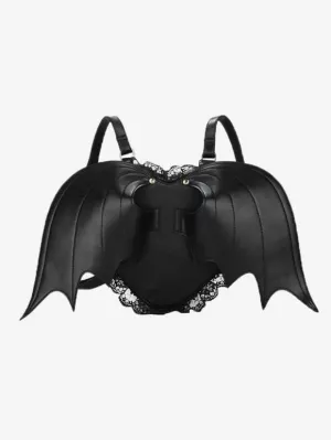 Gothic Lolita Bag Black PU Leather Ruffles Lace PU Leather Backpack Lolita Accessories