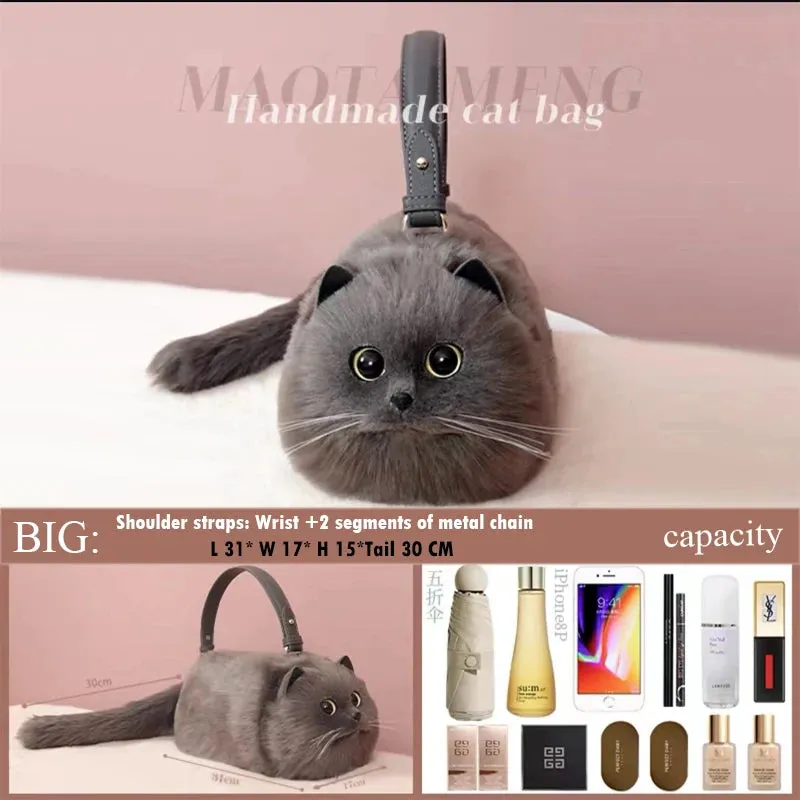 Gray Cat Messenger Bag