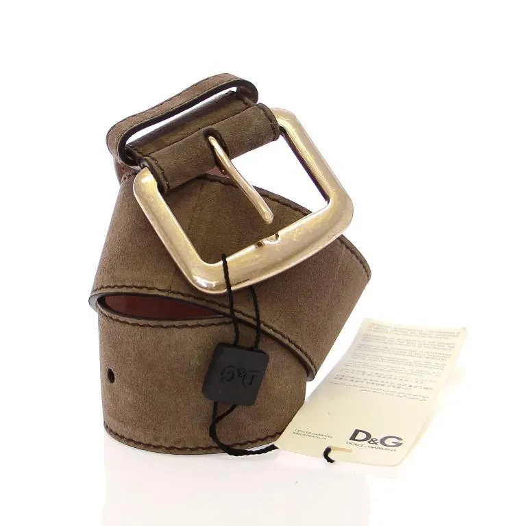 Gray Suede Leather Logo Belt