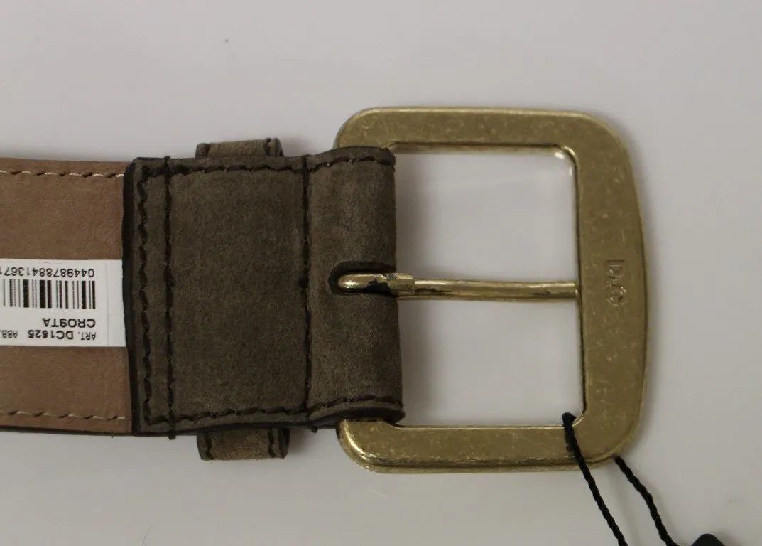 Gray Suede Leather Logo Belt