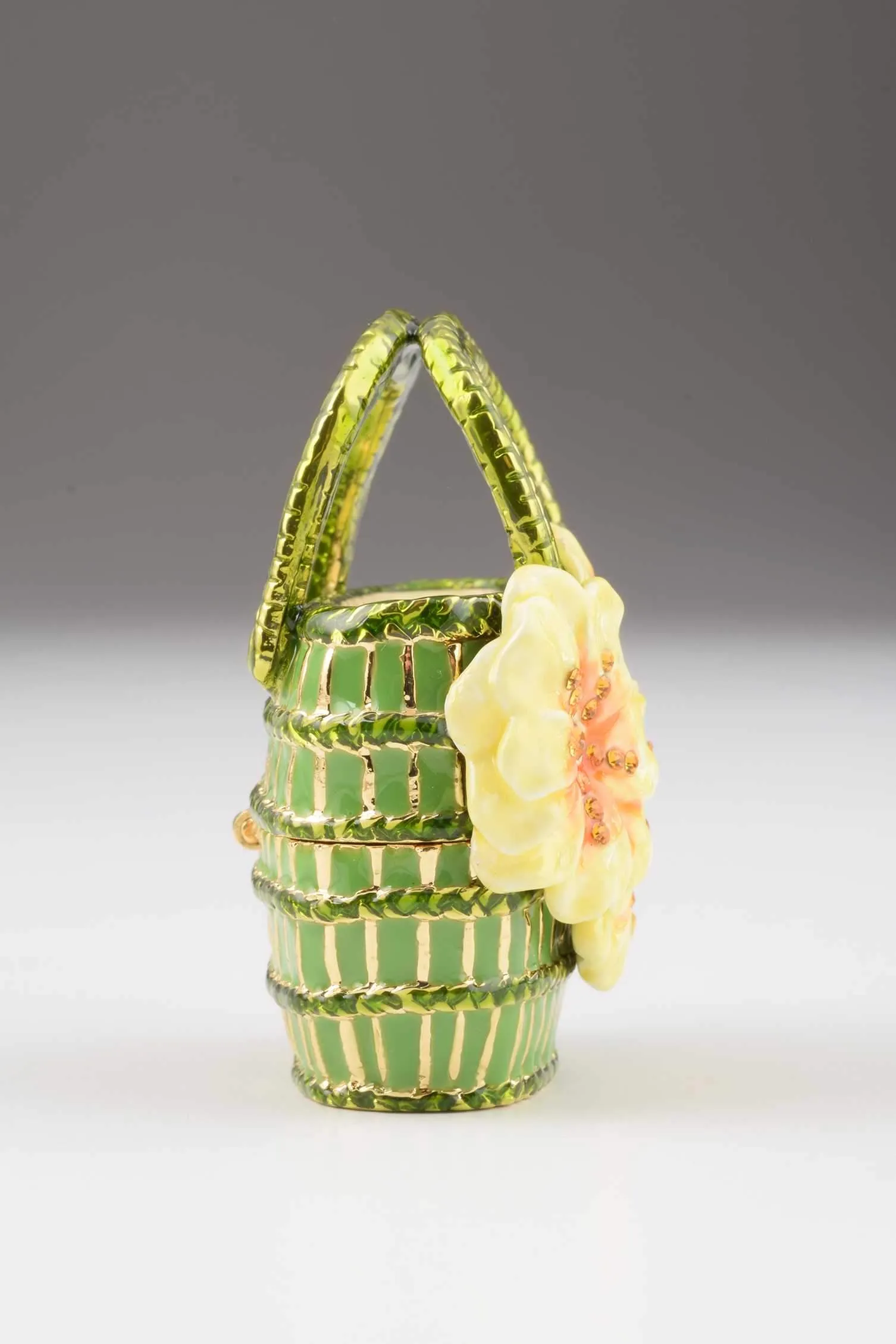 Green Handbag with Yellow Flowers