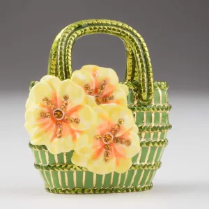 Green Handbag with Yellow Flowers