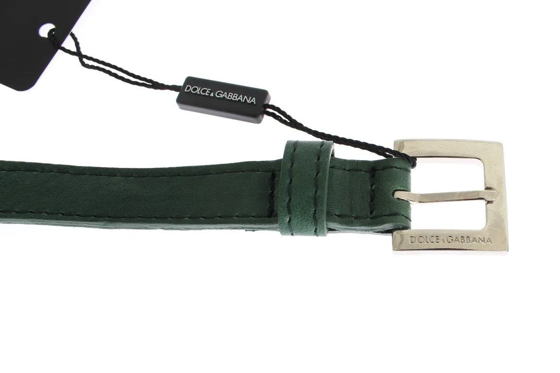Green leather belt