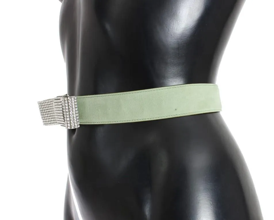Green Leather Swarovski Crystal Waist Belt