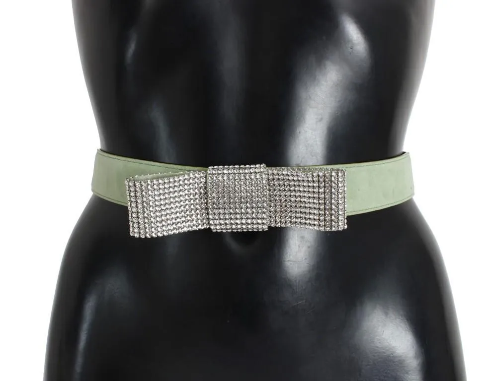 Green Leather Swarovski Crystal Waist Belt