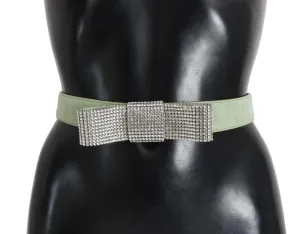 Green Leather Swarovski Crystal Waist Belt