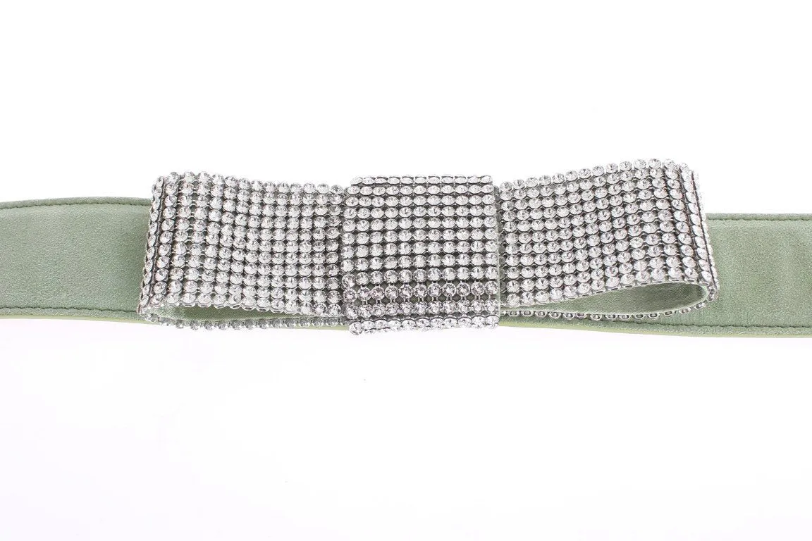 Green Leather Swarovski Crystal Waist Belt