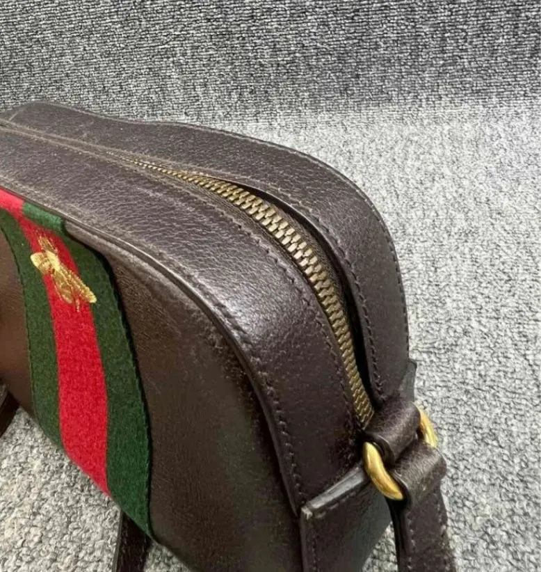 Gucci Bee Supreme Brown Calfskin Satchel Bag